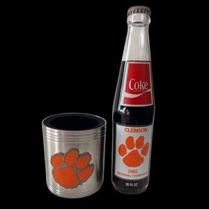 Vintage 1981 Clemson Tigers National Championship Coke Bottle and Coozie